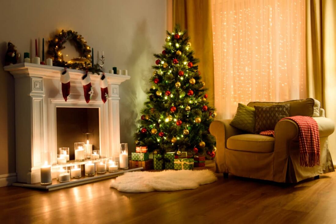 living room wit christmas tree